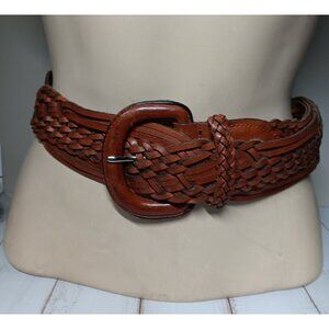 Vintage New York Boho Hippie Leather Huarache Woven Unisex Belt M Wide One Size
